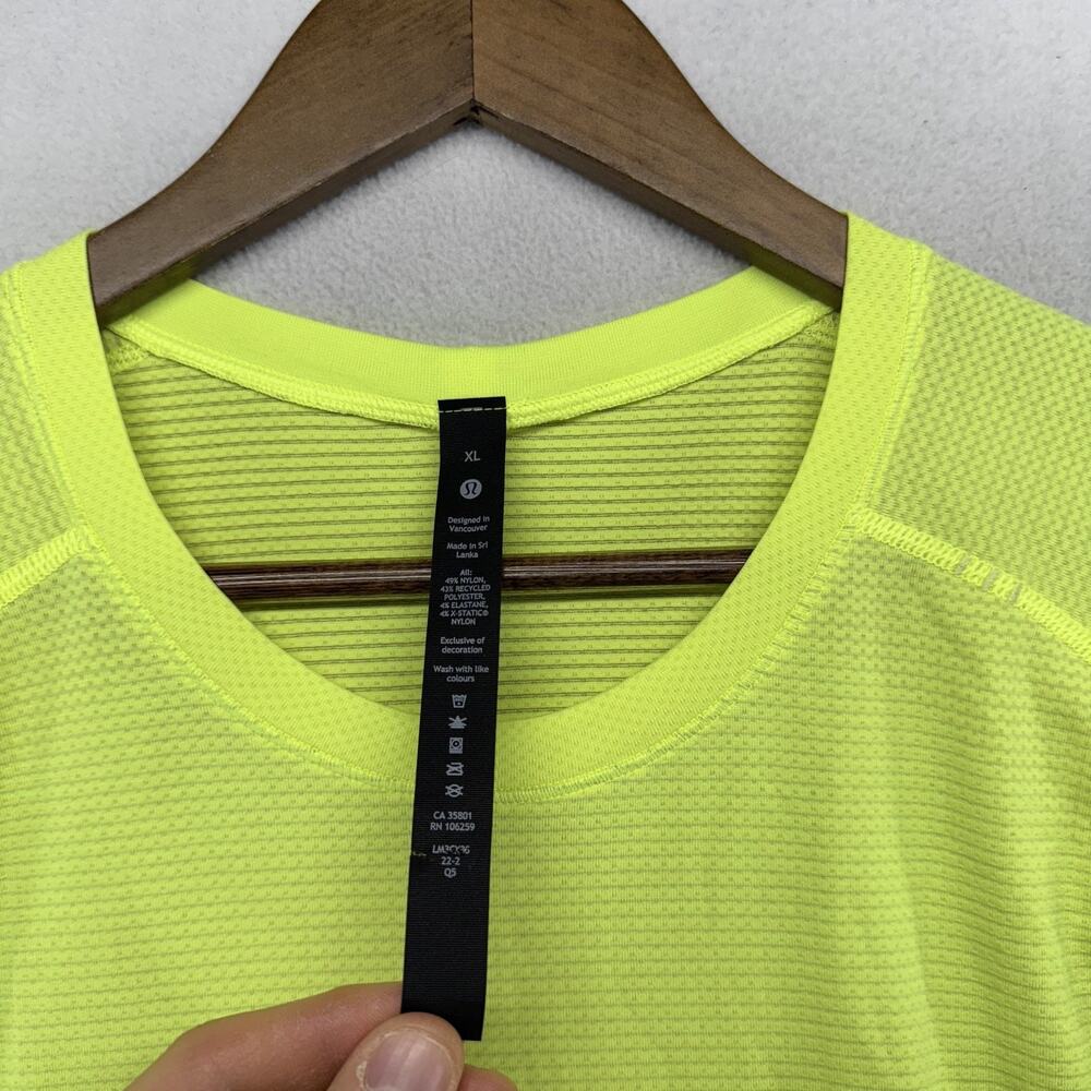Lululemon Metal Vent Tech Shirt Men's XL Yellow Neon Highlighter Workout 2.0 NEW - Picture 7 of 13